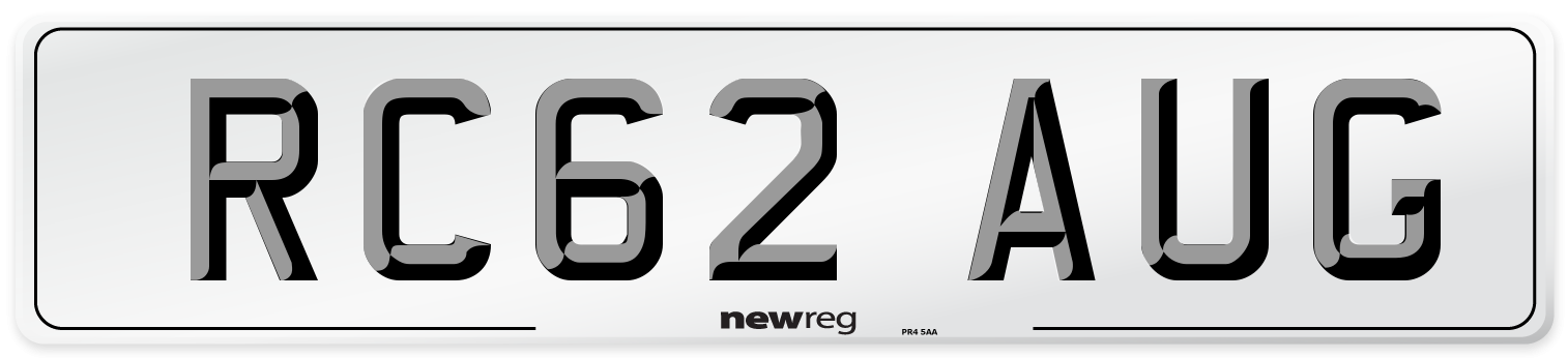 RC62 AUG Number Plate from New Reg